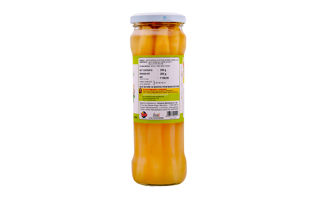 Golden Crown White Asparagus Spears (In Brine)   Glass Jar  330 grams